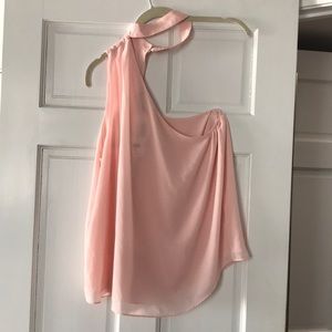 naked zebra one shoulder choker neck blouse